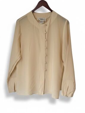 Vintage Bonnie Bradford  Silk Button-Front Blouse in Cream -
